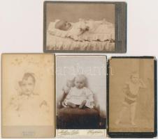 cca 1900 Vegyes gyermekeket ábrázoló keményhátú kabinetfotók különböző műtermekből köztük Divald Kár...