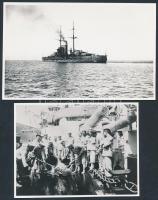 3 db fénykép osztrák-magyar hadihajókról (SMS Viribus unitis, stb.), modern nagyítások, hátuljukon feliratozva, különböző méretben