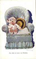 Für Dich ist immer ein Plätzschen / Bonzo dog; Primus-Postkarte, Wohlgemuth & Lissner No. 2542. s: G. E. Studdy
