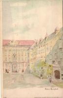 Vienna, Wien I. Burghof, Franz Joseph appearing, hold to light litho