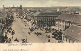 Zombor, Sombor; Fő utca, piac / main street, market