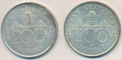 1993. 200Ft Ag "MNB" (2x) T:2 kis patina