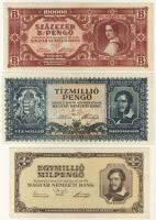 1945-46. 16db klf infla bankjegy T:I- (2x), T:II+ csak egyszer hajtott (11X), T:II (3x)