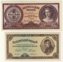 1945-46. 16db klf infla bankjegy T:I- (2x), T:II+ csak egyszer hajtott (11X), T:II (3x)