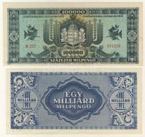 1945-46. 16db klf infla bankjegy T:I- (2x), T:II+ csak egyszer hajtott (11X), T:II (3x)