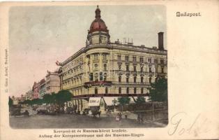 Budapest VIII. Kerepesi út és a Múzeum-körút kezdete, Ehm János étterme , kiadja Ganz Antal (fa)