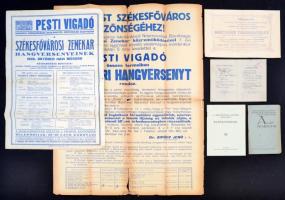 cca 1900-30 Vegyes nyomtatvány tétel, benne plakátok, alapszabályok, meghívó, stb., 6db,  különböző méretben és minőségben