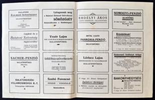 1928 Balatonfüredfürdő térkép, Magyar Fürdőtérképek 3. , verzón reklámokkal, 25x40cm