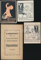 cca 1910-50 Vegyes vendéglátással kapcsolatos nyomtatvány tétel, benne alapszabály, felhívás, meghívó, reklámnyomtatványok, stb, cca 14db, különböző méretben és minőségben