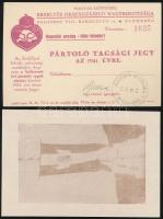 cca 1940-43 Ereklyés Országzászló Nagybizottság tagsági jegyek, 2db + nyomtatvány, összesen 3 db, kü...