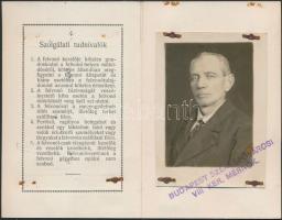 1928 Igazolvány Fölvonó kezelő részére, Budapest Széksfőváros VIII. ker. Elüljárósága, arcképes, 13x...