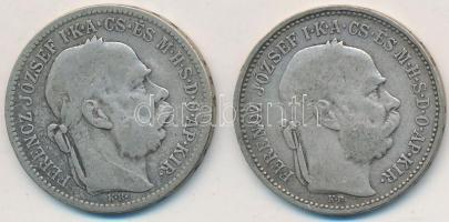 1893KB 1K Ag "Ferenc József" (2x) T:2-,3