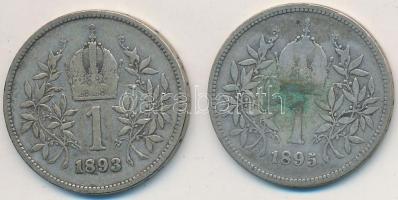 Ausztria 1893-1895. 1K Ag "Ferenc József" (2x) T:2-,3
Austria 1893-1895. 1 Corona Ag &quo...