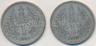 Ausztria 1896-1897. 1K Ag "Ferenc József" (2x) T:3
Austria 1896-1897. 1 Corona Ag "F...