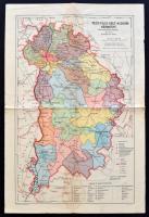 1925 Pest-Pilis-Solt-Kiskun vármegye közigazgatási térképe, 1:500000, Kókai Lajos térképészeti osztálya, 47,5×31,5 cm