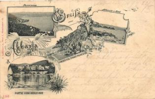 1899 Abbazia, Molo, Südl. Strand-Promenade / port, floral (EK)