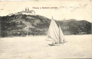 Tihany a Balaton partján, vitorlás, kiadja Kiss Lajos