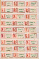 101 db nemzetiszínű ragjegy, duplum nélkül, két berakólapon