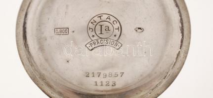 Intact duplafedelű ezüst(Ag) zsebóra, másodpercmutatóval, hibátlan számlappal, üveg nélkül, jelzett,...