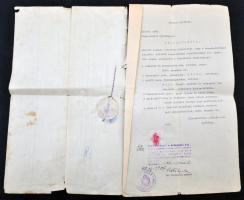 3 db csehszlovák okmány a 30-as évekből, mindegyikhez hiteles magyar fordítás