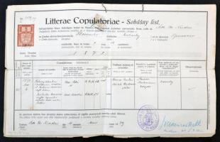 3 db csehszlovák okmány a 30-as évekből, mindegyikhez hiteles magyar fordítás