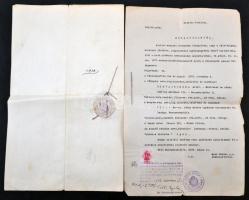 3 db csehszlovák okmány a 30-as évekből, mindegyikhez hiteles magyar fordítás