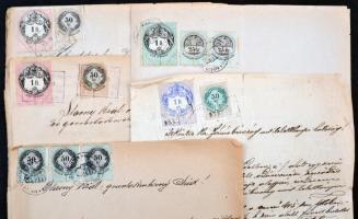 5 db okmánybélyeges okmány az 1800-as évek végéről