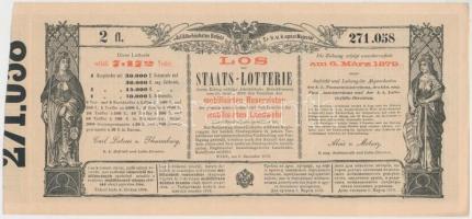Ausztria / Bécs 1878. "Sorsjegy állam-sorsjátékra a közös hadsereg mozgósított tartalékosai s a...