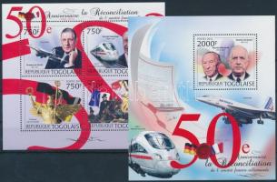 50 éves a francia- német kiegyezés kisív + blokk, 50th anniversary of Franco-German reconciliation mini sheet + block