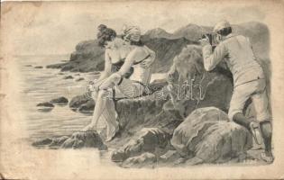 6 db RÉGI motívum képeslap, erotikus művészlap, vegyes minőség / 6 old motive postcards, erotic nude...