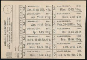 ~1941-1946. 7db vegyes élelmiszerjegy, közte "Állami közellátási pótjegy gyermek részére",...