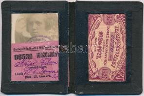 1926 B.Sz.K.R. igazolvány tanulónak kiállítva, 9x7cm