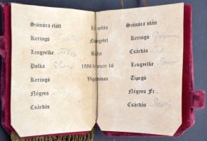 1886 Gyönggyel kirakott Dávid csillagos táncrend (Izraelita nőegylet) ceruzával, 9x7cm