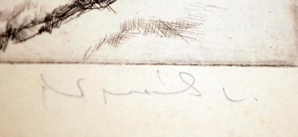 Novák Lajos (1927-): Tél. Rézkarc, karton, jelzett, 29×40 cm