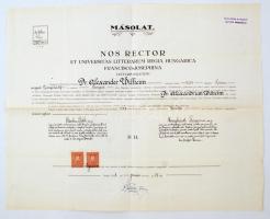 1923, 1928 2 db jogi diploma másolat okmánybélyeggel