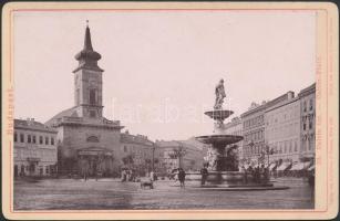 1887 Budapest, Kálvin tér, keményhátú fotó, Karlmann és Franke, Bécs, 11x17cm