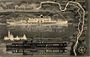 15 db MODERN motívum képeslap, Dunai hajózás, vegyes minőség / 15 modern motive postcards, Danube ship lanes, mixed quality