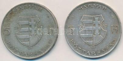 1947. 5Ft Ag "Kossuth" (2x) T:2-,3