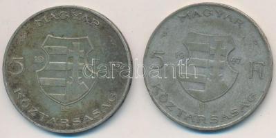 1947. 5Ft Ag "Kossuth" (2x) T:2-,3