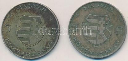 1947. 5Ft Ag "Kossuth" (2x) T:2-,3 szennyeződés, patina