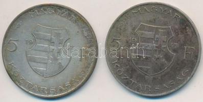 1947. 5Ft Ag "Kossuth" (2x) T:2-,3 patina