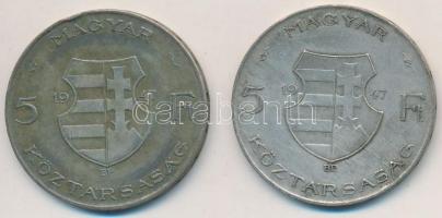 1947. 5Ft Ag "Kossuth" (2x) T:3