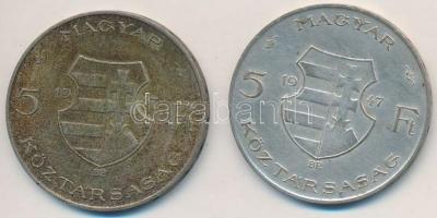 1947. 5Ft Ag "Kossuth" (2x) T:2- patina