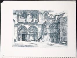 Zádor István 7 darab eredeti rézkarca Jeruzsálemről. Számozott album. Szolnok, 1995. Viktoria Kft. 1...