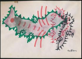 Szeift Béla (1944-2012): Fekvő. Akvarell-filc, papír, jelzett, 17×27 cm