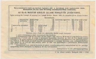 Budapest 1930. "Egész-sorsjegy az 55. Magyar Királyi Állami Sorsjátékra" T:III