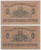 Csehszlovákia 1919. 1K (2x) T:II,III  Czechoslovakia 1919. 1 Korun (2x) C:XF,F