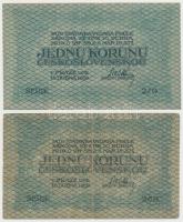 Csehszlovákia 1919. 1K (2x) T:II,III 
Czechoslovakia 1919. 1 Korun (2x) C:XF,F