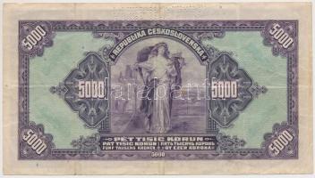 Csehszlovákia 1920. 5000K "SPECIMEN" perforációval T:III Czechoslovakia 1920. 5000 Korun w...
