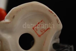 Mikulás virgácstartóval, porcelán figura, kézzel festett, jelzett, egy helyütt kis sérüléssel, m: 21...